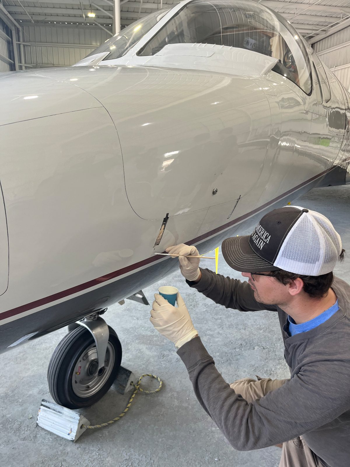 Aircraft detailing — applying System X coating to a business jet