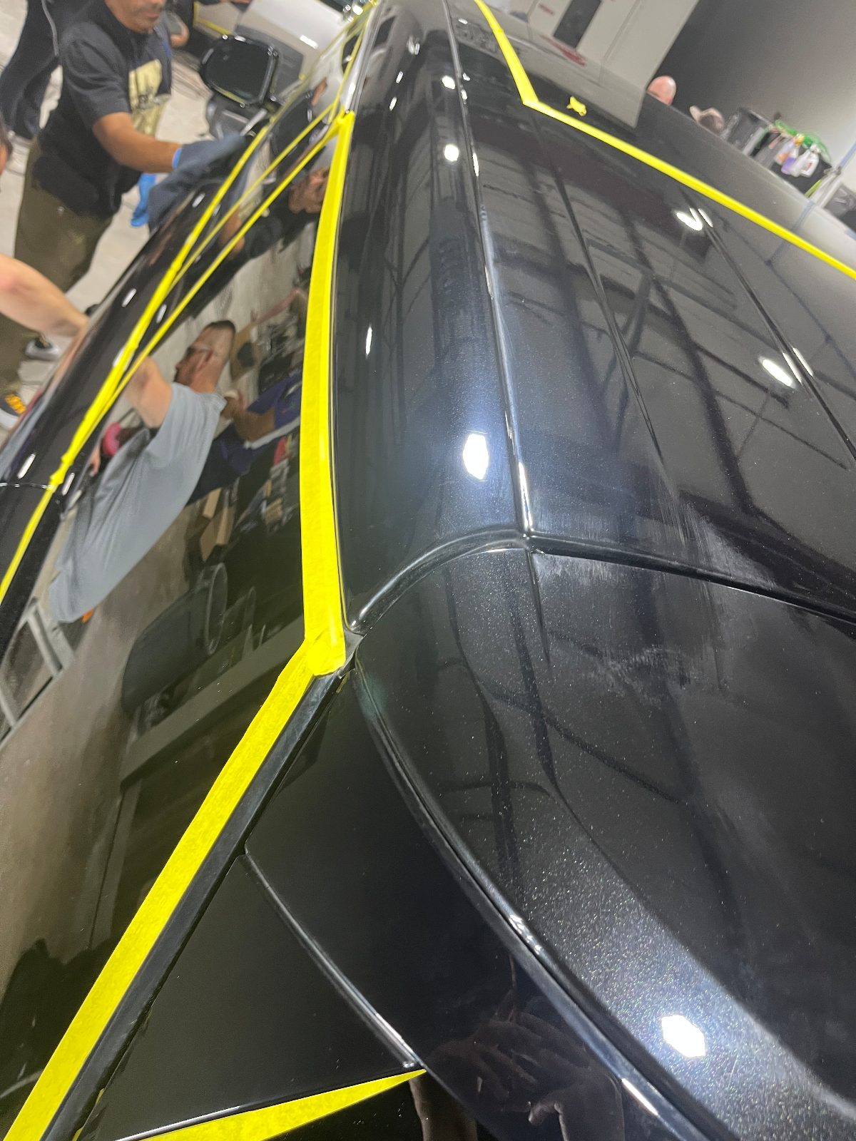 Corrected black paint with mirror reflection